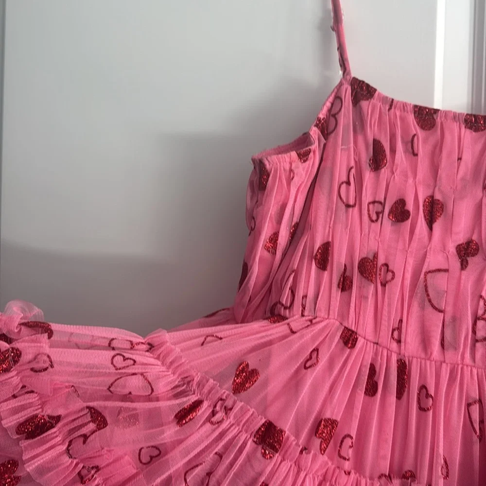 Lace & Beads, Pink Sparkly Heart Valentines Day Dress (US 14) - Picture 3 of 3